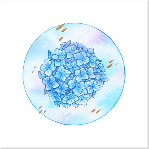 Blue hydrangea circle Wall Art by Leonie Jonk